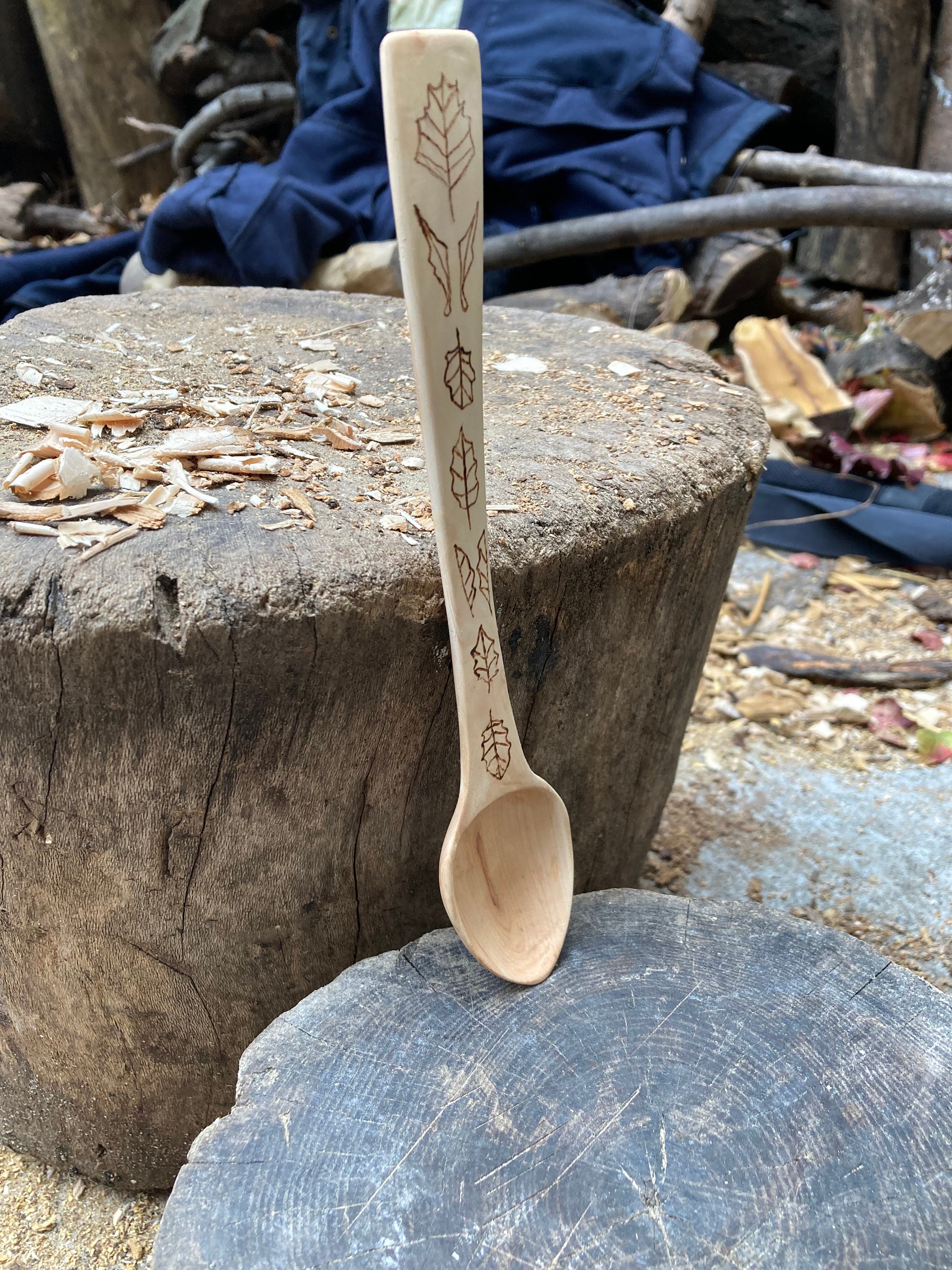 Hand carved Hawthorn wooden spoon wooden spoon gift for nature lovers magical woods forester’s gift hand made spoon image 3