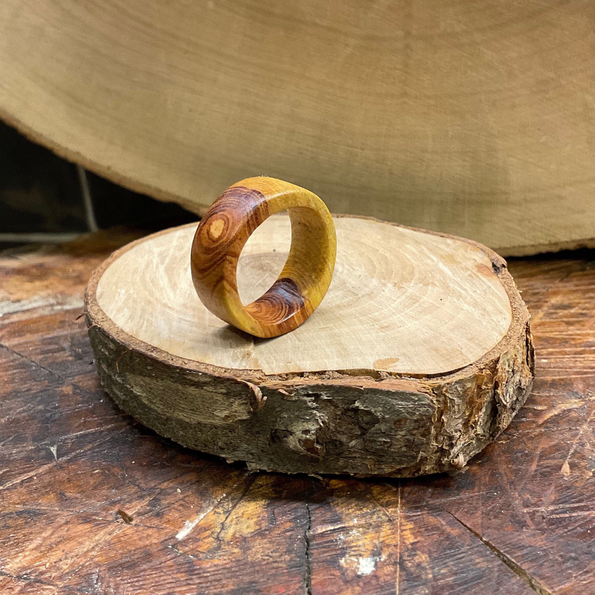 Hand carved honeylocust wood ring