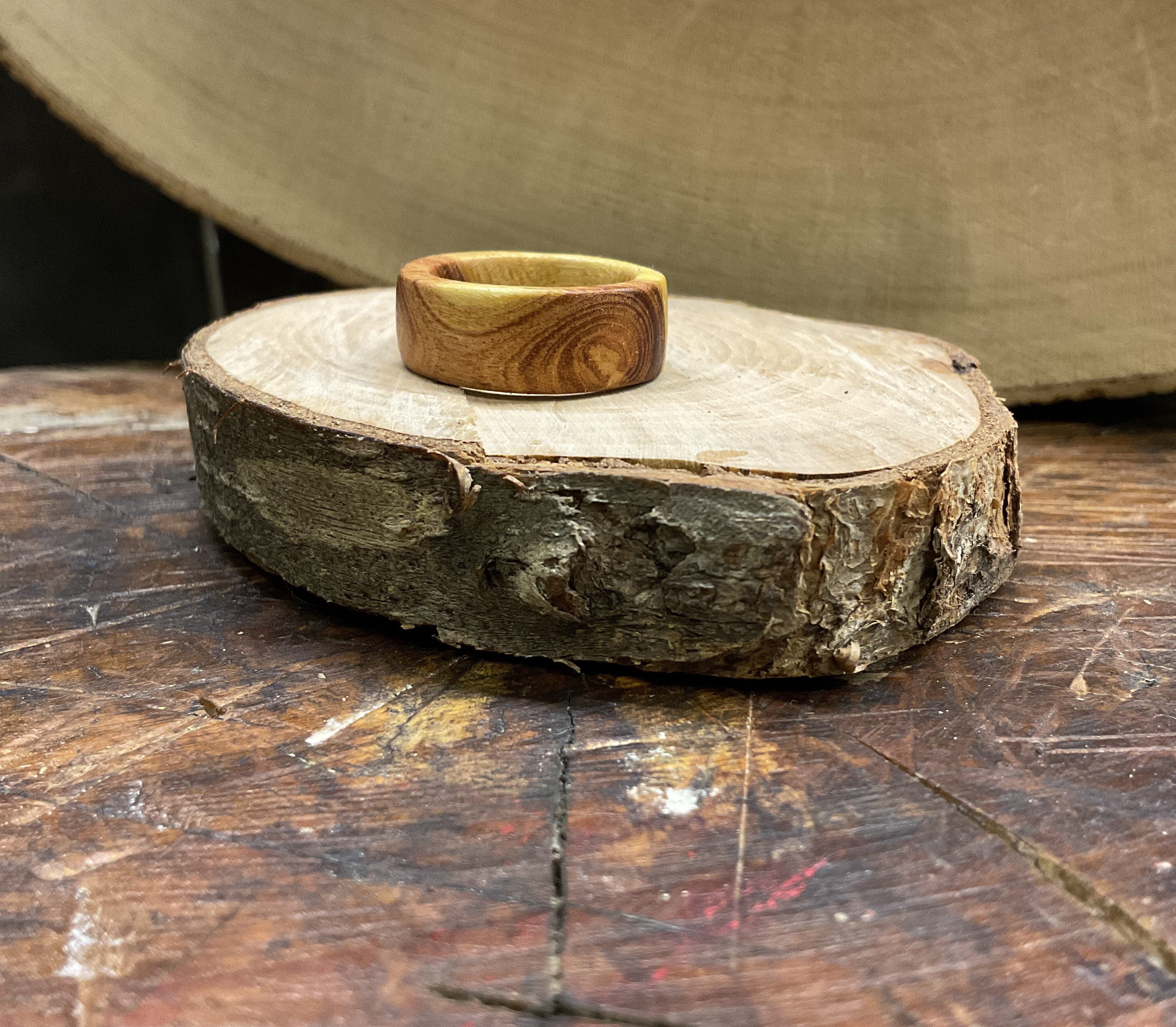 Hand carved honeylocust wood ring image 5