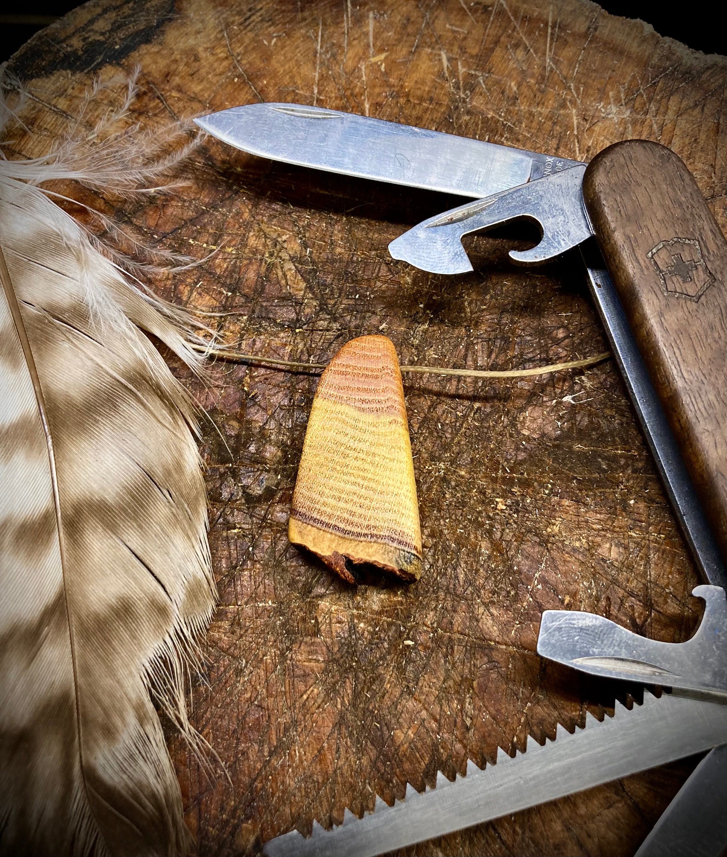 Hand carved Honeylocust wooden pendant