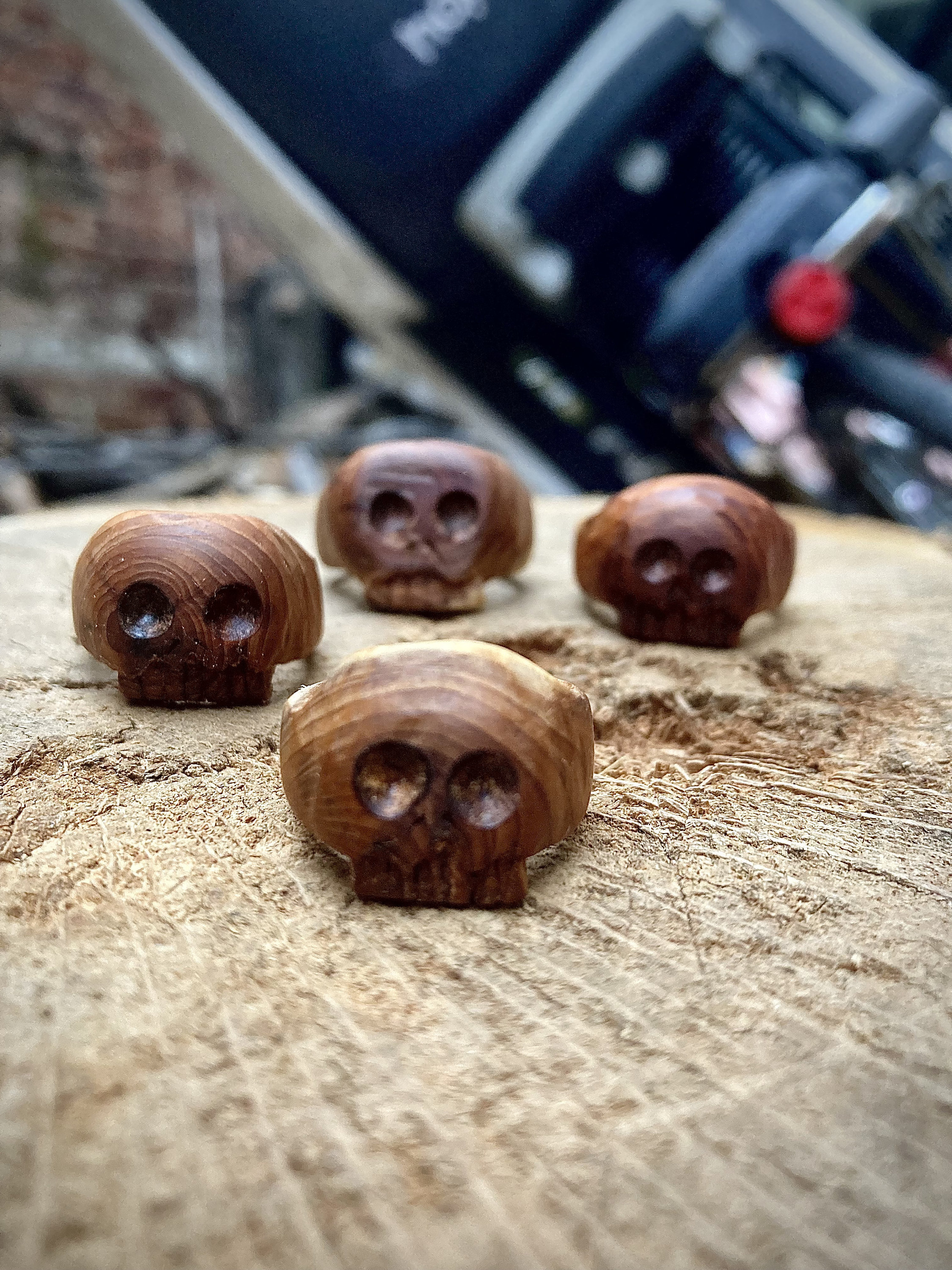 Hand carved wooden skull ring image 7